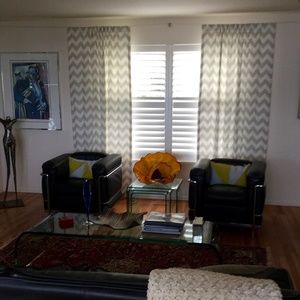 Ziggy Linen lined Drapes with 2 matching pillows, Pristine exquisitely tailored